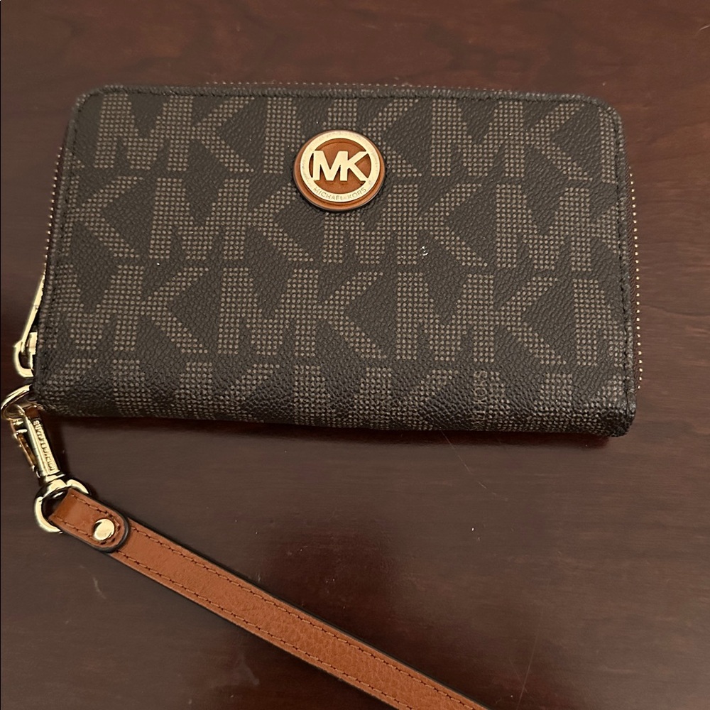 Michael Kors Monogram Black and Tan Wallet